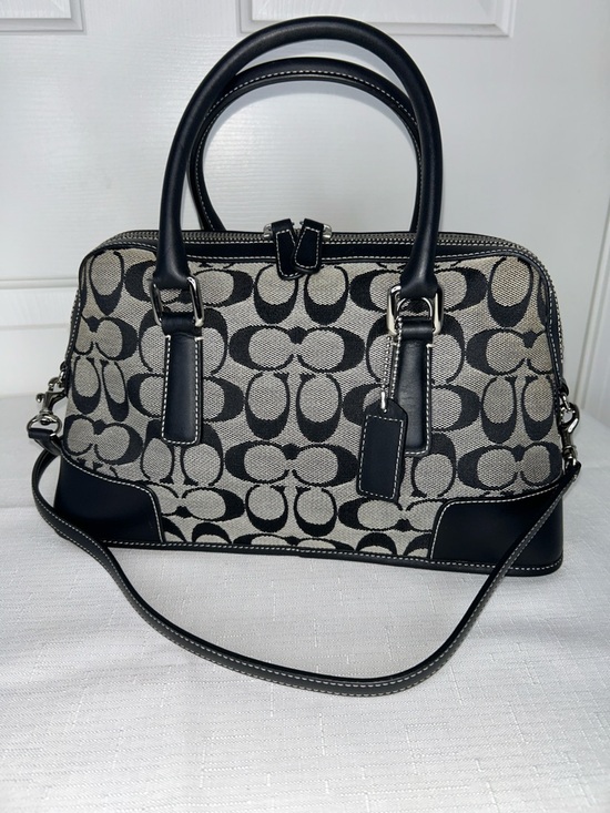 Coach Handbags - Coach Vintage Black Satchel with Leather Trim and Chrome Hardware